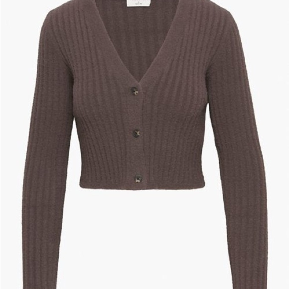 Aritzia Wilfred hush Knit Cardigan Mocha Brown
